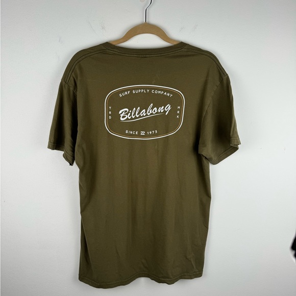 Billabong Short Sleeve Graphic Print Crew Neck T-Shirt Men’s size L Army Green - Picture 2 of 4